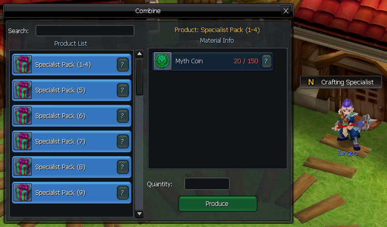 Specialist crafting NPC in MythVille